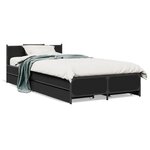 vidaXL Cadre de lit avec tiroirs sans matelas noir 75x190 cm