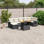 vidaXL Salon de jardin 8 Pièces avec coussins noir résine tressée
