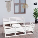 vidaXL Salon de jardin 7 Pièces Blanc Bois de pin massif