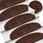 vidaXL Tapis d'escalier 30 pièces 65 x 21 x 4 cm Marron Demi-rond Grand