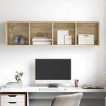 vidaXL Meuble TV mural Chêne sonoma 37x37x142 5 cm Bois d’ingénierie