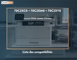 Qualitoner x3 toners 70c2xc0 + 70c2xm0 + 70c2xy0 (cyan + magenta + jaune) compatible pour lexmark