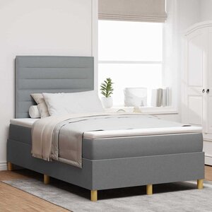 vidaXL Lit à ressorts avec matelas Gris clair 120 x 200 cm tissu