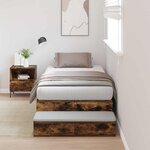 vidaXL Cadre de lit de rangement Chêne fumé 100x200 cm