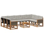 vidaXL Ensemble de canapés d'extérieur 10 Pièces Naturel et Gris clair