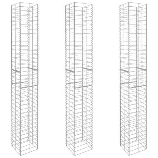 vidaXL Paniers de gabion 3 Pièces Acier galvanisé 25 x 25 x 197 cm