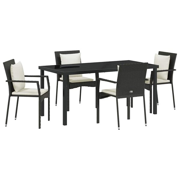 vidaXL Ensemble de salle à manger pour jardin 5 Pièces Noir Poly rotin