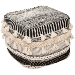 Pouf 3D Lurex Coton et polyester - 45x45 cm - Noir et beige