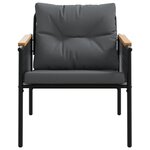 vidaXL Ensemble de meubles de balcon avec coussins 3 Pièces noir acier