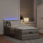 vidaXL Lit ottoman avec matelas et LED taupe 90x200 cm tissu