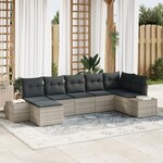 vidaXL Set de Canapés de Jardin 7 Pièces avec Coussins Gris Clair Polyrotin
