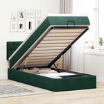 vidaXL Lit ottoman avec matelas et LED Vert foncé 90x200cm velours