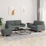 vidaXL Ensemble de canapés 3 Pièces coussins gris foncé tissu