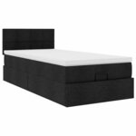 vidaXL Cadre de lit ottoman avec matelas noir 80x200 cm tissu