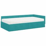 vidaXL Cadre de lit d'angle avec matelas Autre 2 Pièces Vert Velours
