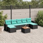 vidaXL Salon de jardin 8 Pièces avec coussins noir résine tressée