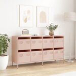 vidaXL Buffet rose 135x39x73 5 cm acier laminé à froid