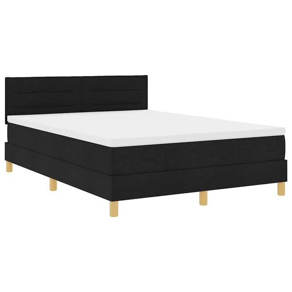 vidaXL Lit à ressort LED avec matelas avec LED Noir 140 x 200 cm tissu