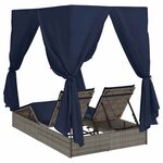 vidaXL Transat double avec toit Gris 205 x 129 x 200 cm Rattan PE