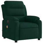 vidaXL Fauteuil inclinable de massage électrique vert foncé velours