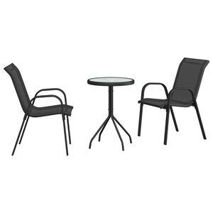 vidaXL Ensemble Bistro de jardin 3 pièces Noir Textilène et Acier