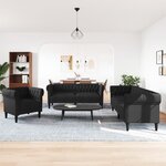 vidaXL Ensemble de canapés 3 Pièces noir tissu