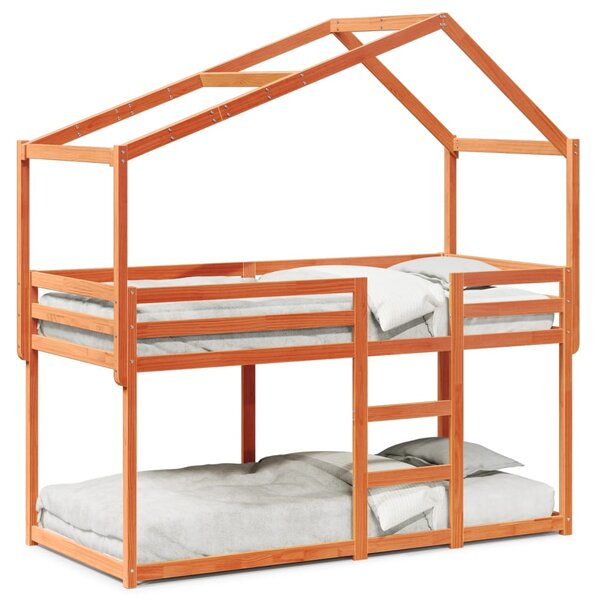 vidaXL Lit superposé sans matelas cire marron 90x190 cm pin massif