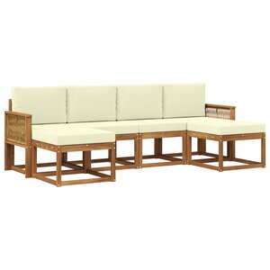 vidaXL Ensemble de canapés d'extérieur 6 pc Naturel et Crème Polyester
