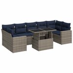 vidaXL Salon de jardin avec coussins 8 Pièces gris résine tressée acacia