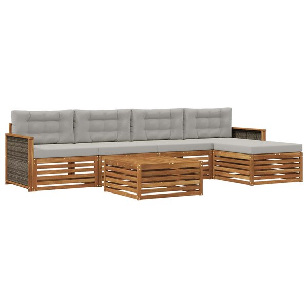 vidaXL Ensemble de canapés d'extérieur 6 pc Naturel et gris clair