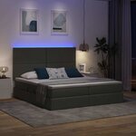vidaXL Lit de rangement LED avec matelas Gris foncé 200 x 200 cm Tissu