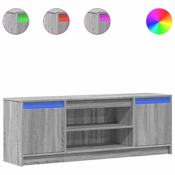 vidaXL Meuble TV avec LED sonoma gris 139 5x34x50 cm bois d'ingénierie
