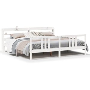 vidaXL Cadre de lit avec tête de lit sans matelas blanc 200x200 cm