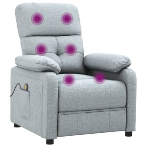 vidaXL Fauteuil de massage Gris clair Tissu