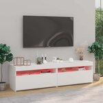 vidaXL Meubles TV 2 Pièces avec lumières LED Blanc 75x35x40 cm