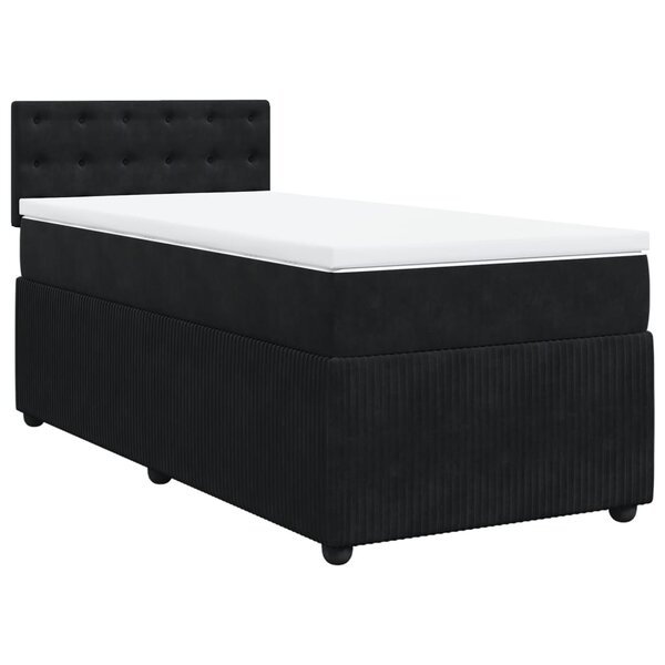 vidaXL Sommier à lattes de lit et matelas Noir 80x200 cm Velours