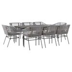 vidaXL Ensemble à manger jardin coussins 9 Pièces gris poly rotin verre