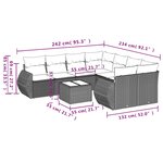 vidaXL Salon de jardin 9 Pièces avec coussins gris résine tressée