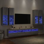 vidaXL Ensemble de meubles TV muraux 7 Pièces et lumières LED sonoma gris