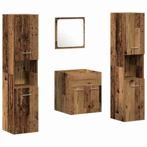 vidaXL Ensemble de mobilier de salle de bain 4 Pièces Bois Ancien