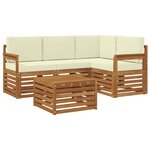 vidaXL Ensemble de canapés d'extérieur 5 pc Naturel et Crème Polyester