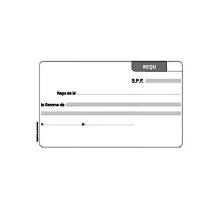 Manifold autocopiant Reçu", double exemplaires 18x10,5 cm, 50 pages (paquet 10 unités)"