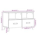 vidaXL Meuble TV Gris béton 80x36x50 cm Bois d'ingénierie
