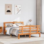 vidaXL Cadre de lit et tête de lit sans matelas cire marron 140x190 cm