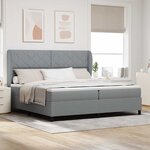 vidaXL Lit à ressorts avec matelas Gris clair 200 x 200 cm tissu