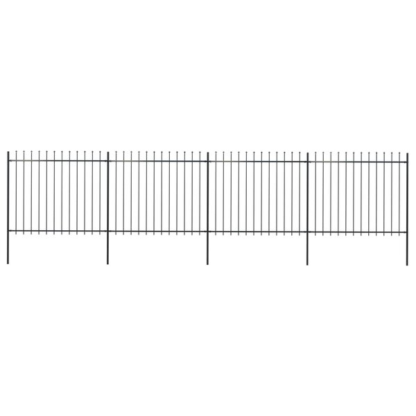 vidaXL Clôture de jardin avec dessus en lance Acier 6 8 x 1 5 m Noir