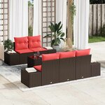 vidaXL Ensemble de canapé de jardin 6 Pièces Beige Rouge 55 x 55 x 37 cm