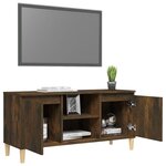 vidaXL Meuble TV avec pieds en bois solide Chêne fumé 103 5x35x50 cm