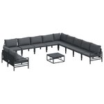 vidaXL Ensemble de canapé de jardin avec coussin 12 Pièces Noir Acier