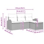 vidaXL Ensemble de Canapés de Jardin 4 Pièces avec Coussins en Rattan Poly Marron